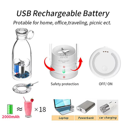 Portable Rechargeable Juicer Blender Wireless Mixer Fresh Juice 350Ml Usb Mini Fruit Extractors Food Milkshake Juice Maker